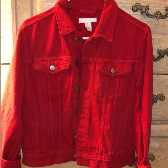 h&m red denim jacket